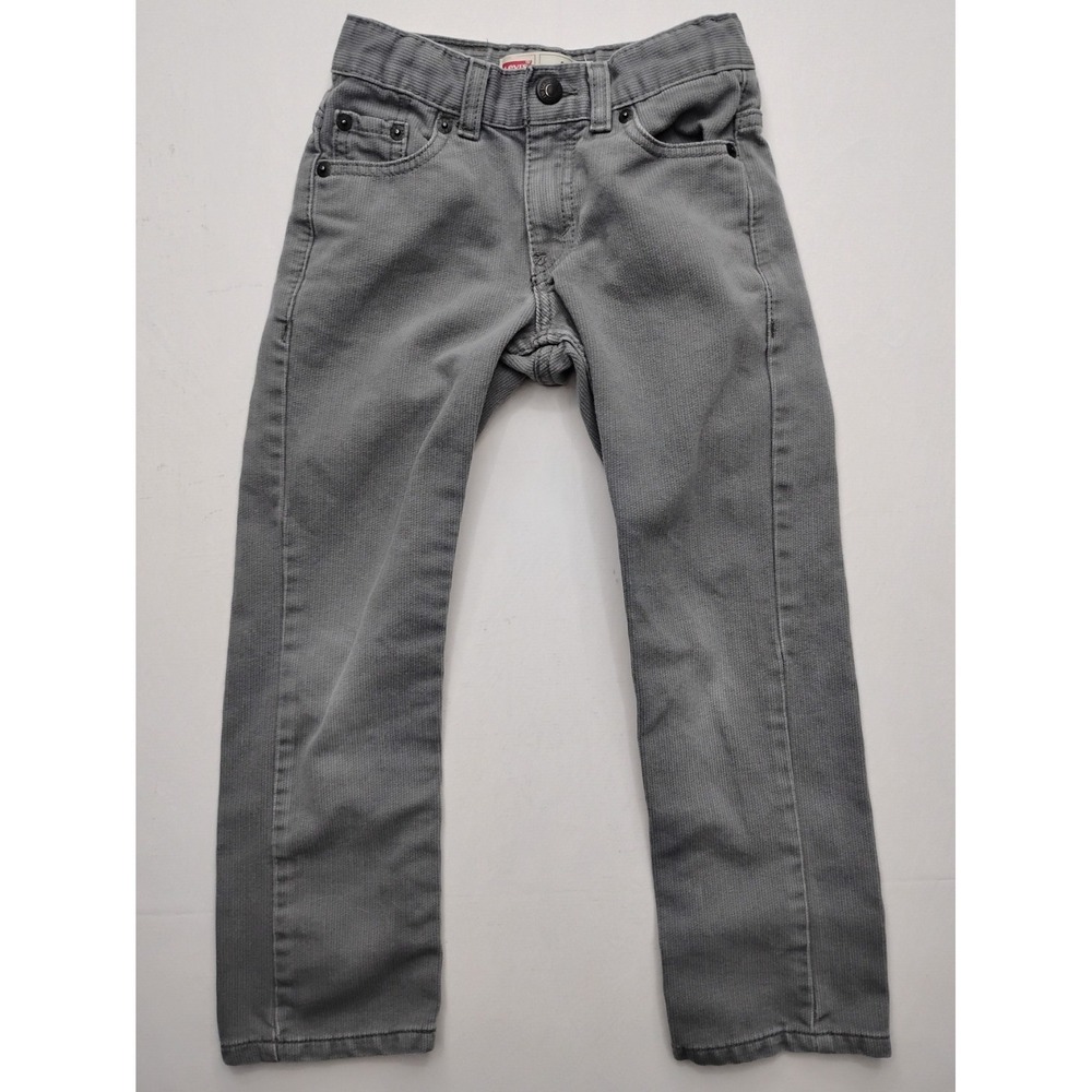Levi's Boys 513 Slim Straight Fit Corduroy Pants Gray Size 7 Regular